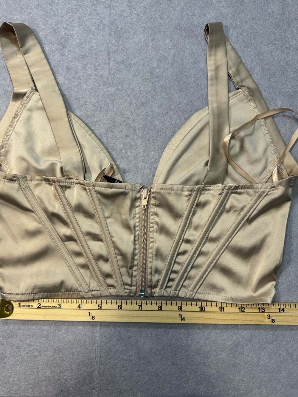 Windsor Satin Pleated Bustier Corset Crop Top Champagne Gold